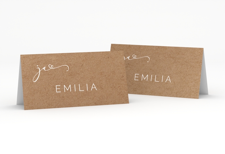 Tischkarte Hochzeit Jawort Tischkarten Kraftpapier hochglanz modern minimalistisch mit veredelter Aufschrift