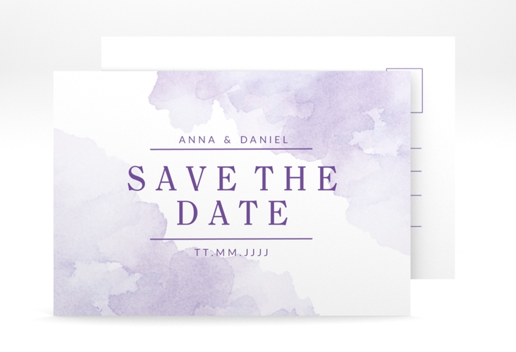 Save the Date-Postkarte Blush A6 Postkarte lila hochglanz