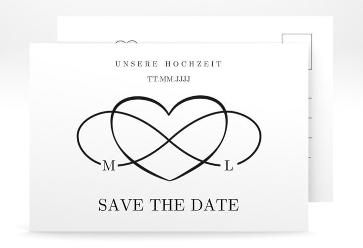 Save the Date-Postkarte Infinity A6 Postkarte schwarz hochglanz
