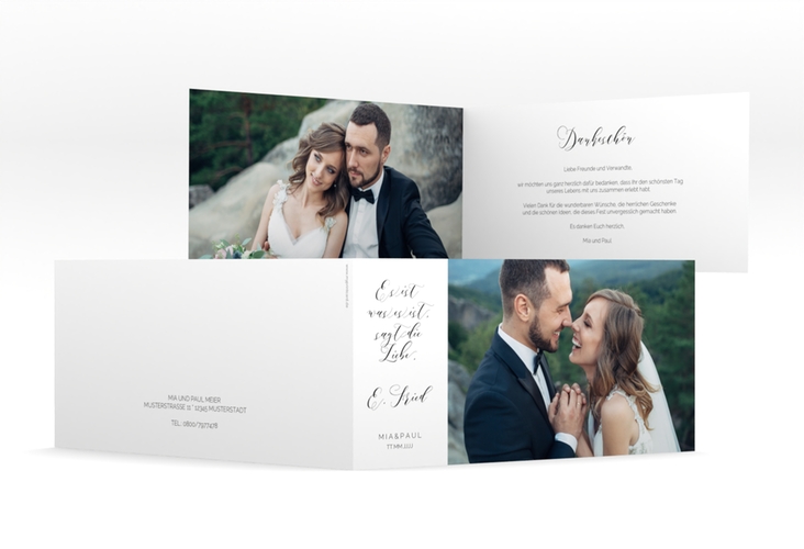 Danksagungskarte Hochzeit  Paperlove lange Klappkarte quer weiss hochglanz