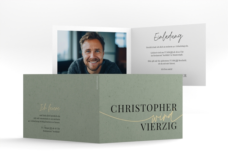 Einladung 40. Geburtstag Einfach A6 Klappkarte quer