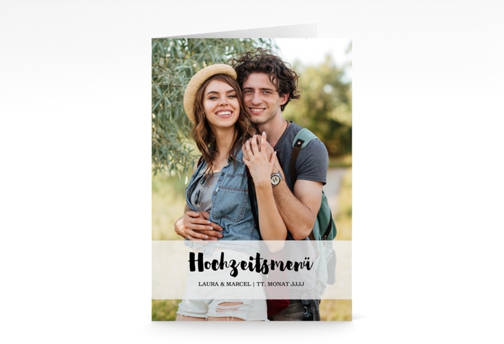 Menükarte Hochzeit Mirage A5 Klappkarte hoch weiss