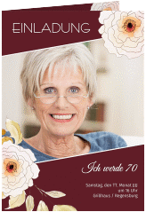 Einladung 70. Geburtstag Fleur A6 Klappkarte hoch rot