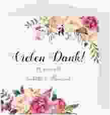 Dankeskarte Hochzeit "Flowers" quadr. Doppel-Klappkarte weiss mit Aquarell-Blumen