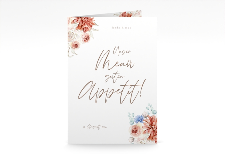 Menükarte Hochzeit Flowercloud A5 Klappkarte hoch bunt