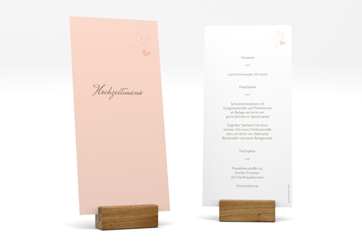 Menükarte Hochzeit Purity lange Karte hoch apricot