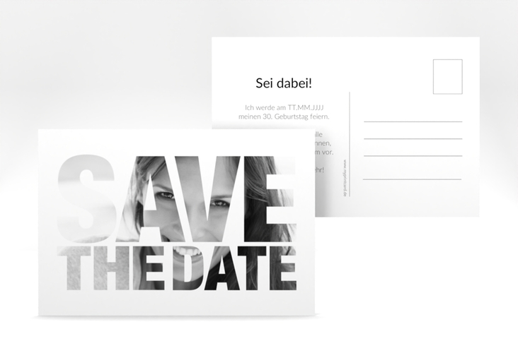 Save the Date-Postkarte Geburtstag Numbers A6 Postkarte weiss