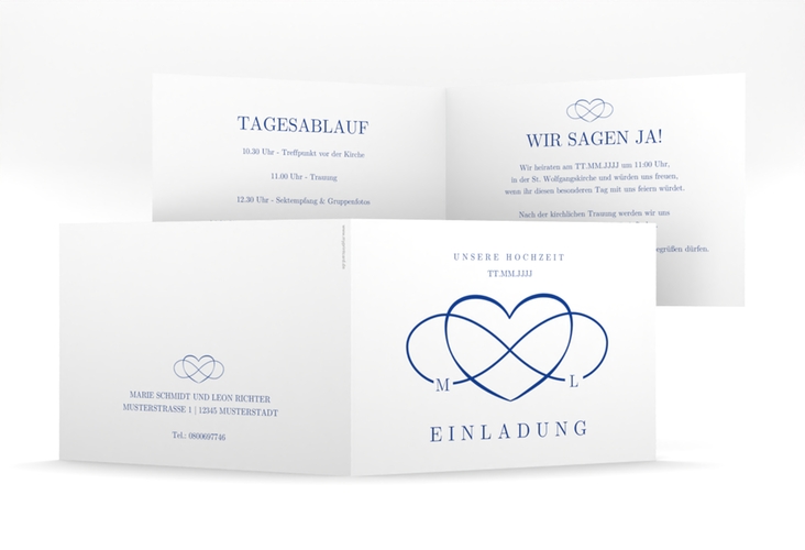 Hochzeitseinladung Infinity mittlere Klappkarte quer hochglanz