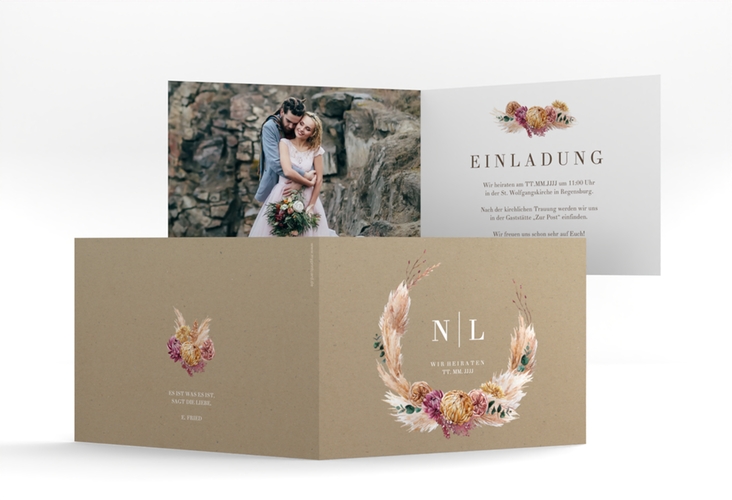Hochzeitseinladung Bohochic A6 Klappkarte quer