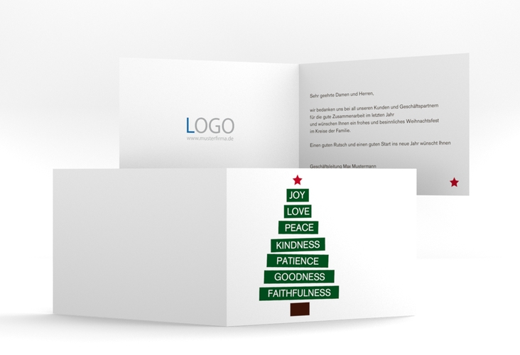 Geschäftliche Weihnachtskarte "Christmastree" A6 Klappkarte Quer modern mit Weihnachtsbaum