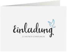 Kommunionseinladung Spirit A6 Klappkarte quer blau