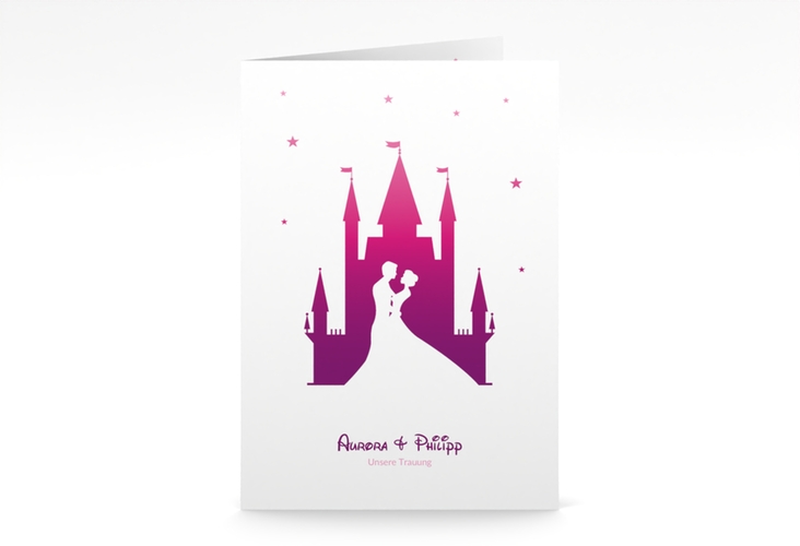 Kirchenheft Hochzeit Castle A5 Klappkarte hoch pink hochglanz