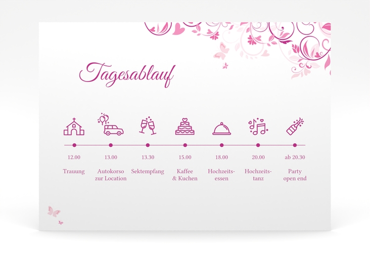 Tagesablauf Poster Hochzeit Lilly 70 x 50 cm Poster pink
