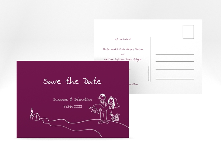 Save the Date-Postkarte Pisa A6 Postkarte pink hochglanz