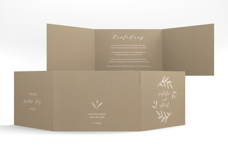 Hochzeitseinladung Naturelove A6 Doppel-Klappkarte weiss hochglanz