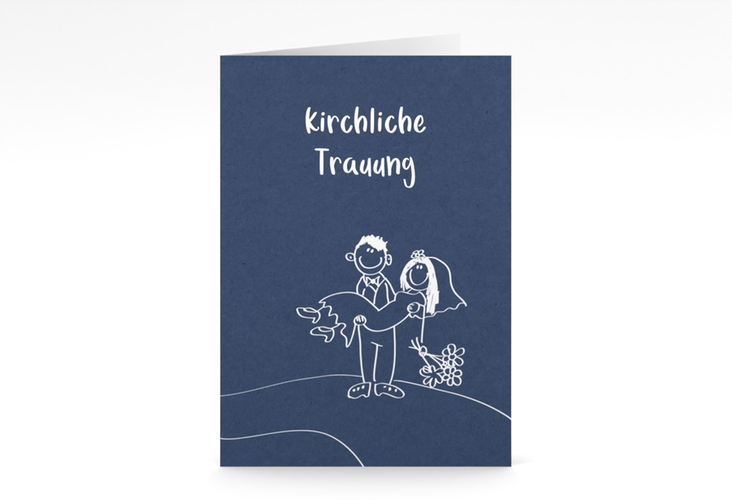Kirchenheft Hochzeit Pisa A5 Klappkarte hoch blau