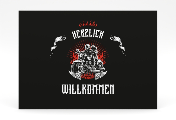 Willkommensschild Poster Biker 70 x 50 cm Poster mit Rocker-Paar auf Motorrad