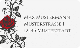 Empfängeretikett Hochzeit Red Rose 63,5 x 38,1 mm weiss