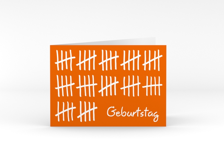 Einladung 60. Geburtstag Strichliste A6 Klappkarte quer orange