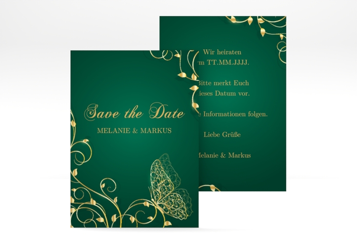 Save the Date-Visitenkarte Eternity Visitenkarte hoch gruen hochglanz