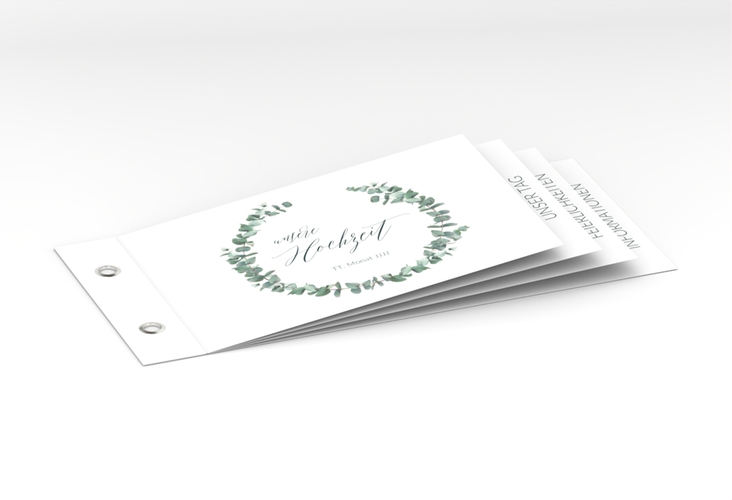 Hochzeitseinladung "Silverleaf" Booklet mit Eukalyptus-Zweig