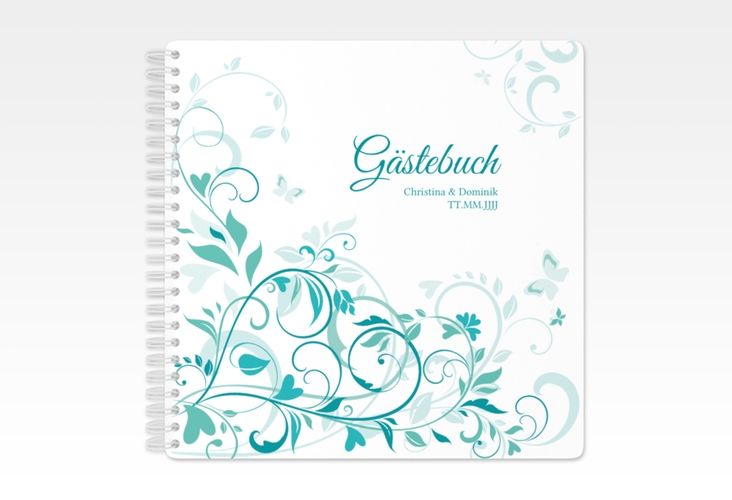 Gästebuch Hochzeit Lilly Ringbindung tuerkis