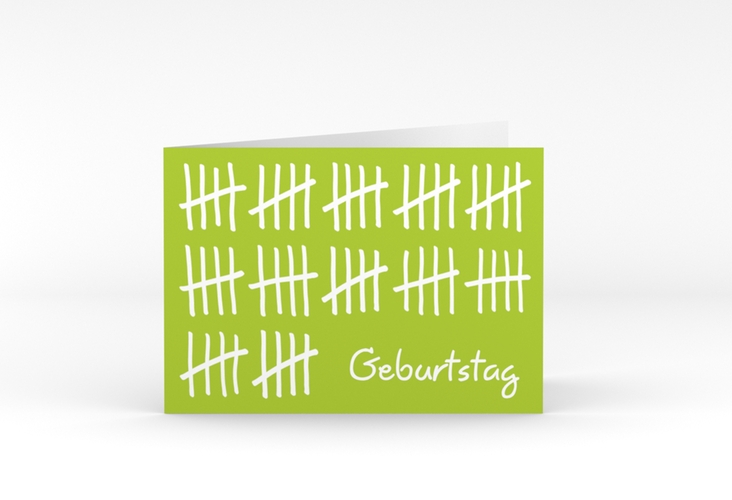 Einladung 60. Geburtstag Strichliste A6 Klappkarte quer hochglanz