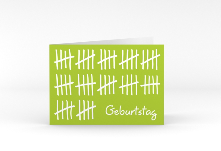 Einladung 60. Geburtstag Strichliste A6 Klappkarte quer gruen
