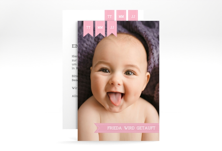 Taufeinladung Trust A6 Karte hoch mit Baby-Foto