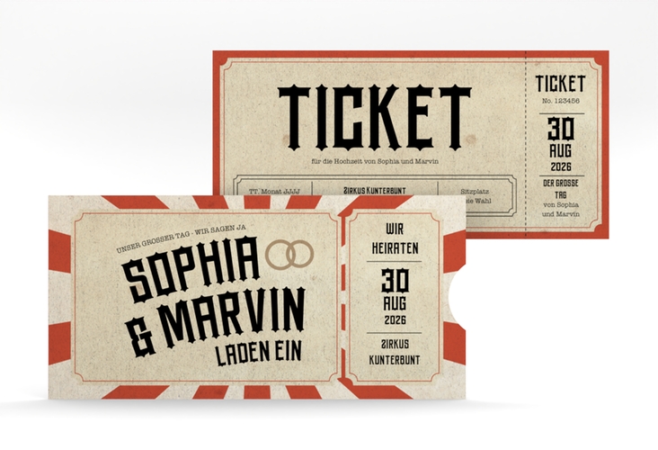 Hochzeitseinladung Circus Einsteckkarte rot