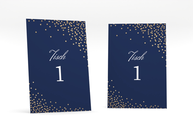 Tischnummer Hochzeit Glitter Tischaufsteller blau
