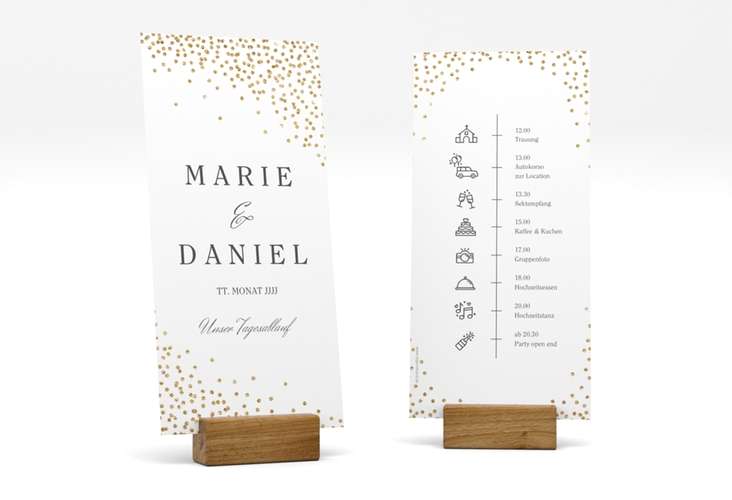 Tagesablauf Hochzeit Glitter lange Karte hoch