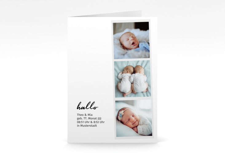 Geburtskarte Zwilling A6 Klappkarte hoch