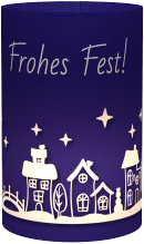 Windlicht Weihnachten Zaubernacht Windlicht blau mit Tannenbaum-Design in Grün