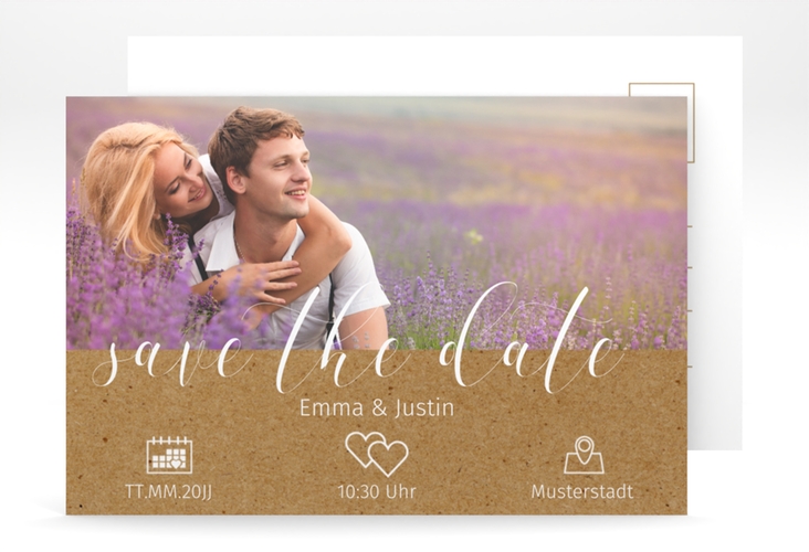 Save the Date-Postkarte Timetable A6 Postkarte Kraftpapier