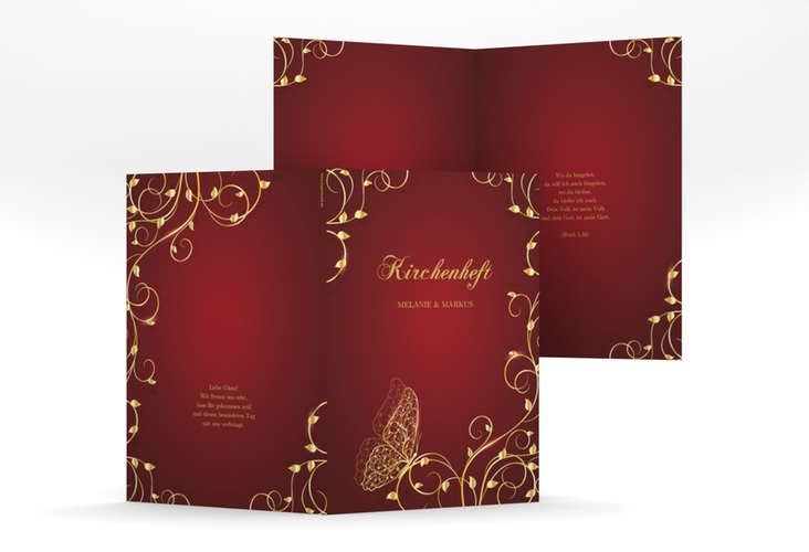 Kirchenheft Hochzeit Eternity A5 Klappkarte hoch rot hochglanz