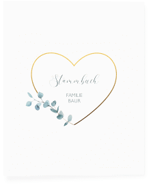 Klick: Details zu Stammbuch A4 "Greenheart" anzeigen Stammbuch A4 Greenheart Stammbuch A4 gold mit elegantem Herz und Eukalyptus-Zweig