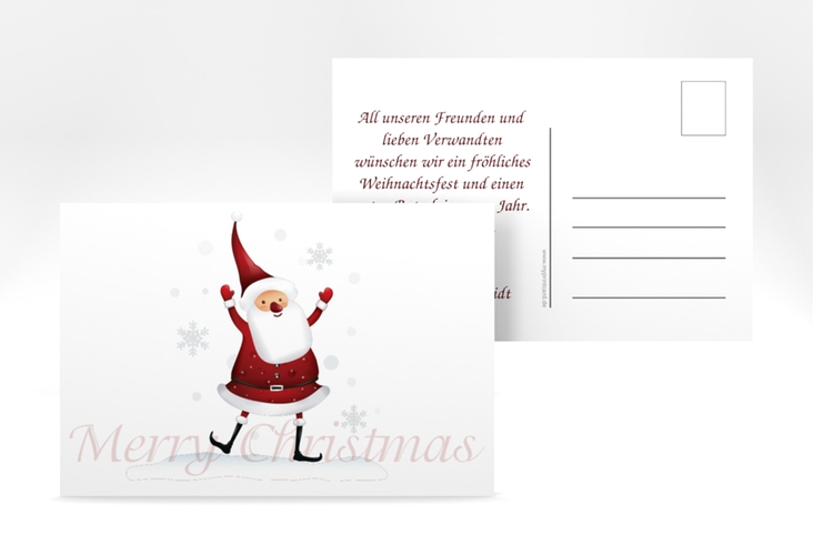 Weihnachtskarte Schneemann A6 Postkarte weiss hochglanz