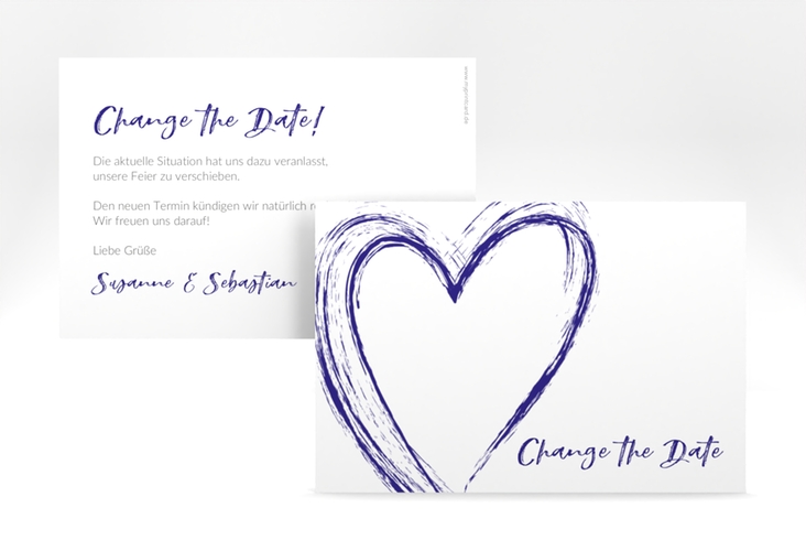 Change the Date-Karte Liebe A6 Karte quer blau hochglanz