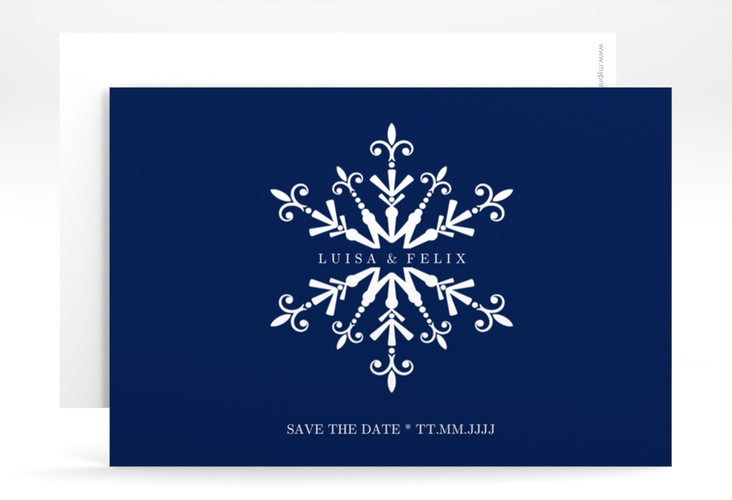 Save the Date-KarteCrystal A6 Karte quer mit Eiskristall