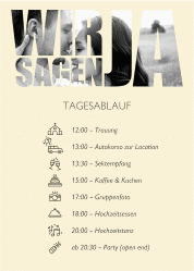 Tagesablauf Poster Hochzeit Letters 50 x 70 cm Poster beige