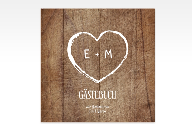 Gästebuch Creation Wood 20 x 20 cm, Hardcover braun