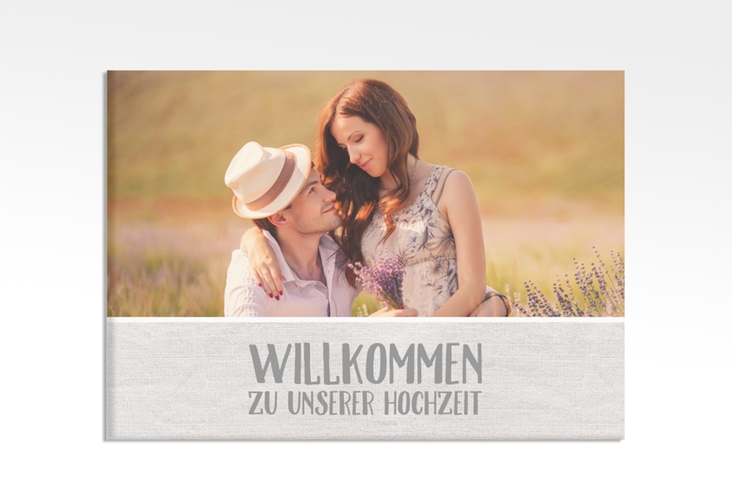 Willkommensschild Hochzeit Landliebe 70 x 50 cm Leinwand weiss