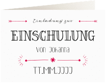 Klick: Details zu Einschulungskarte "Druckschrift" anzeigen Einschulungskarte Druckschrift A6 Klappkarte quer pink