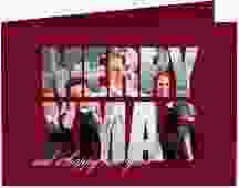 Geschäftliche Weihnachtskarte Xmas A6 Klappkarte quer rot modern mit Foto