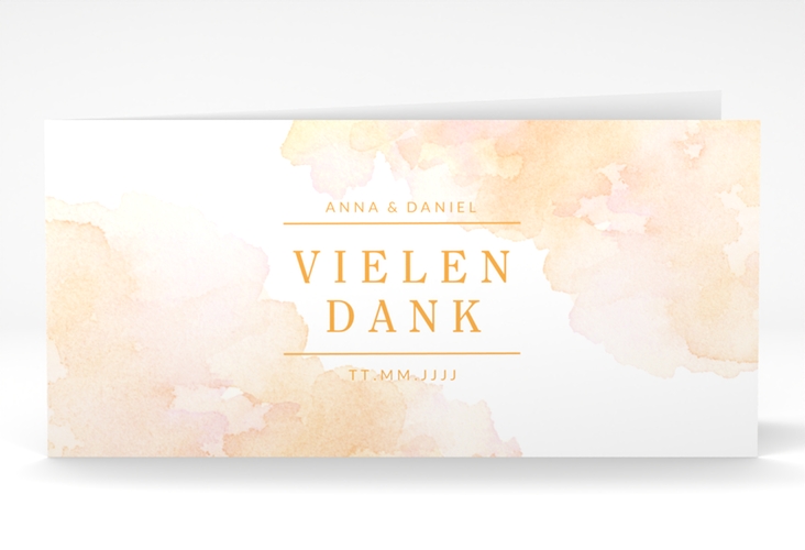 Dankeskarte Hochzeit Blush lange Klappkarte quer