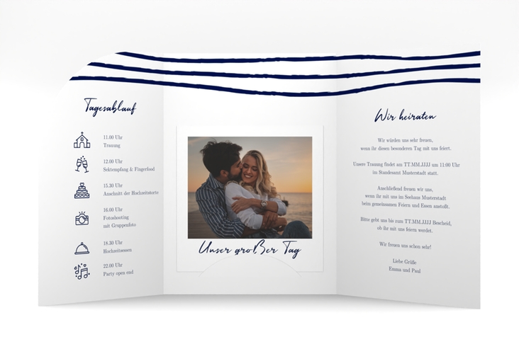 Hochzeitseinladung Liebesanker mittlere Bogen-Wickelfalzkarte