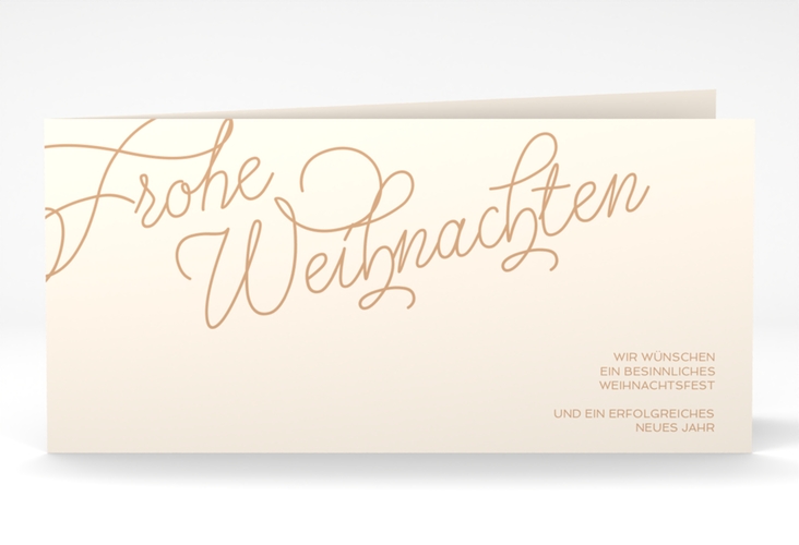 Geschäftliche Weihnachtskarte Beschwingt lange Klappkarte quer beige hochglanz