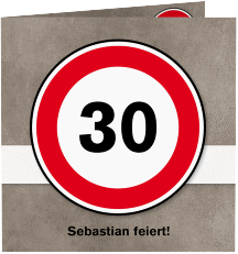 Einladung 30. Geburtstag Emil/Emma quadr. Klappkarte grau