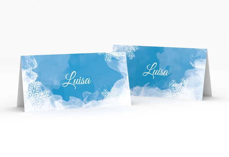 Tischkarte Hochzeit Frozen Tischkarten blau mit Winter-Design
